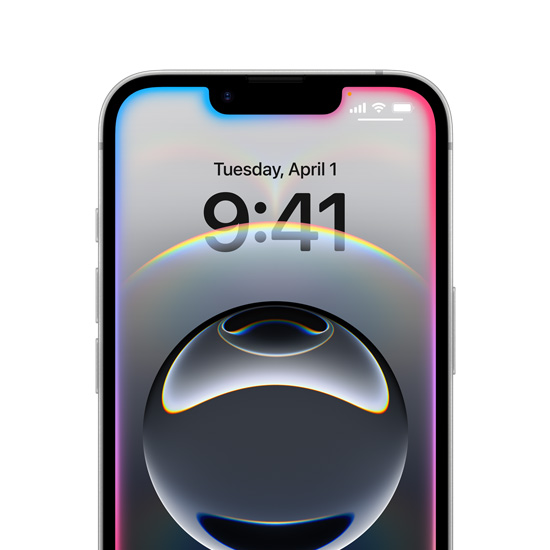 iPhone 16e с цветни светещи ръбове около Заключен екран.