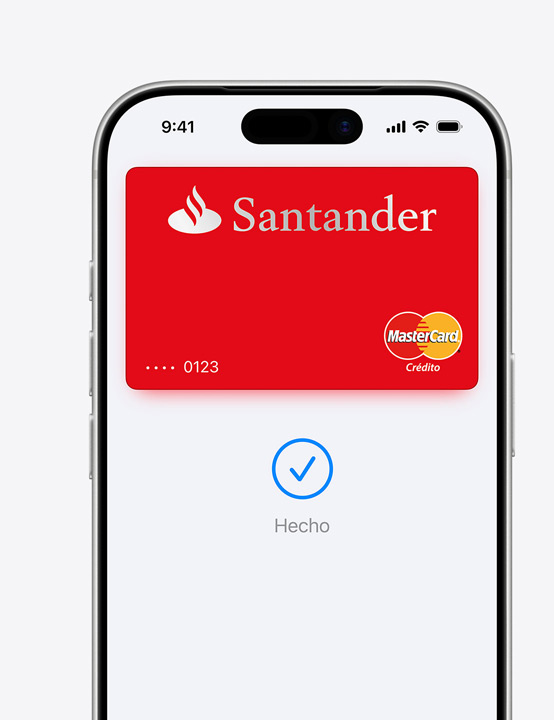 Imagen parcial de la pantalla de un iPhone que muestra un pago con MasterCard en Apple Pay
