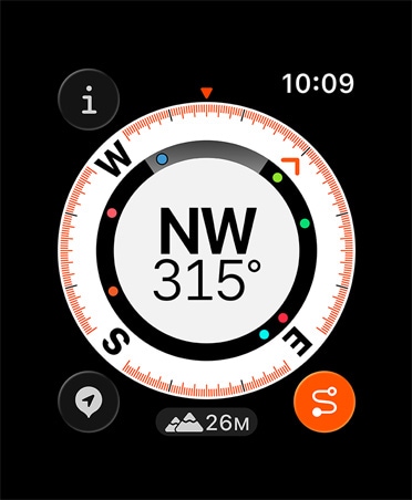 Λειτουργία Ιχνηλάτηση, μετρήσεις: πυξίδα, υψόμετρο, σημεία στάσης με επισήμανση
