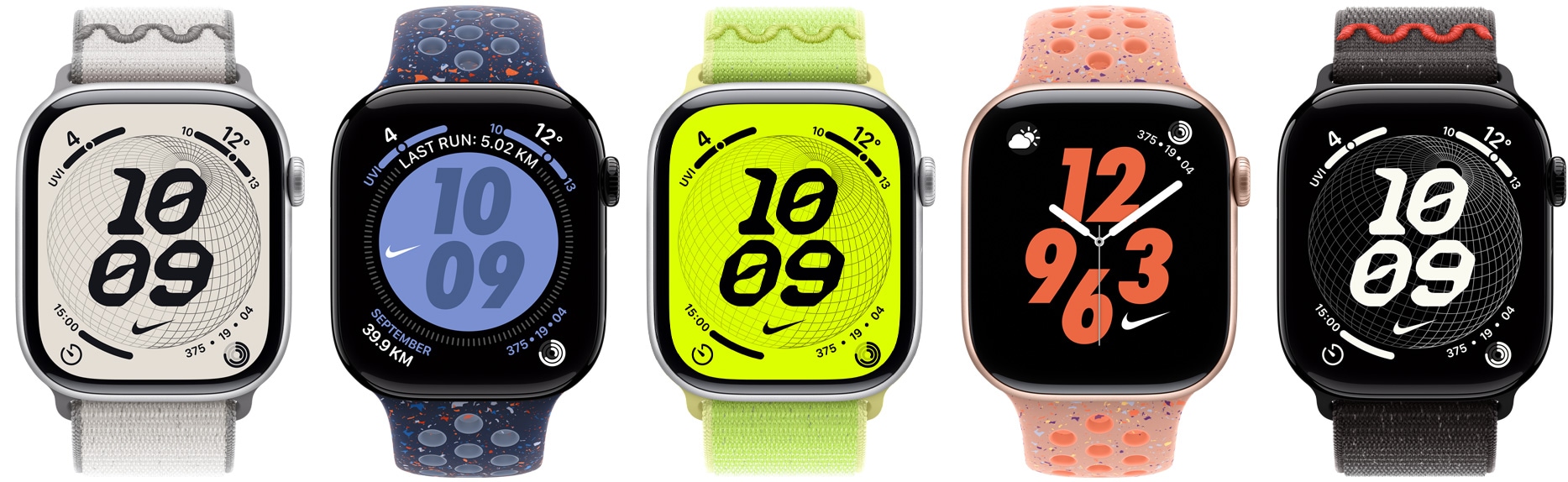 ساعات Apple Watch مع أحزمة Nike متنوعة وواجهات ساعة Nike