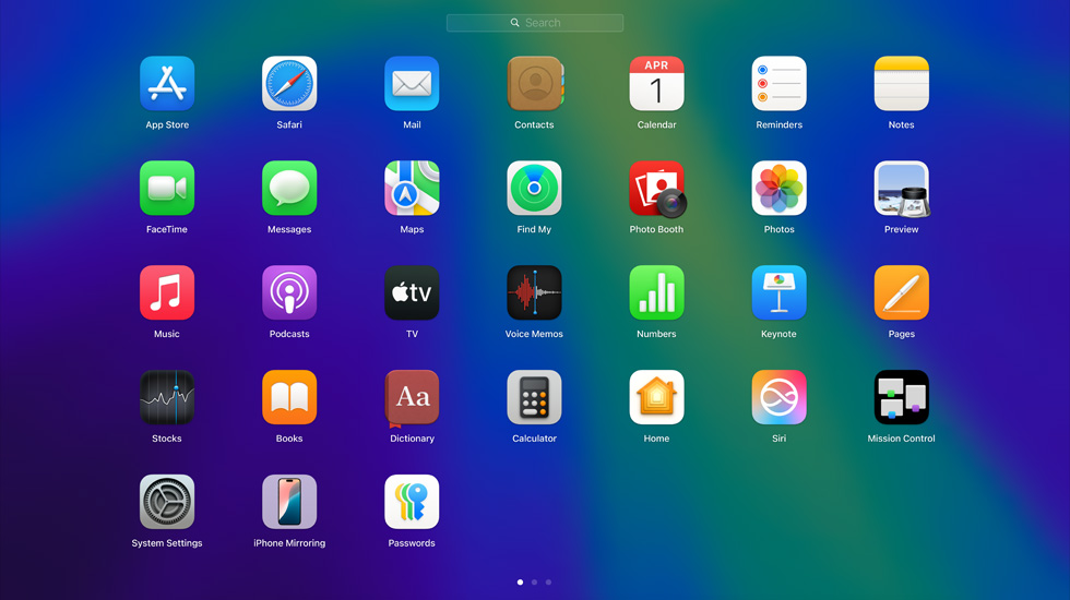 螢幕上多個 app 圖像以格線方式顯示。