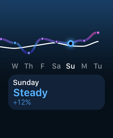 Training load line graph and calendar