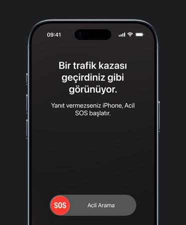 iPhone Air’in önden görünümü, Trafik Kazası Algılama özelliği kullanılıyor