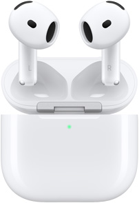 AirPods 4 充電盒打開，展示懸浮在充電盒上的 AirPods。