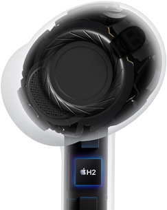 AirPods Pro 3, gjennomsiktig, intern arkitektur