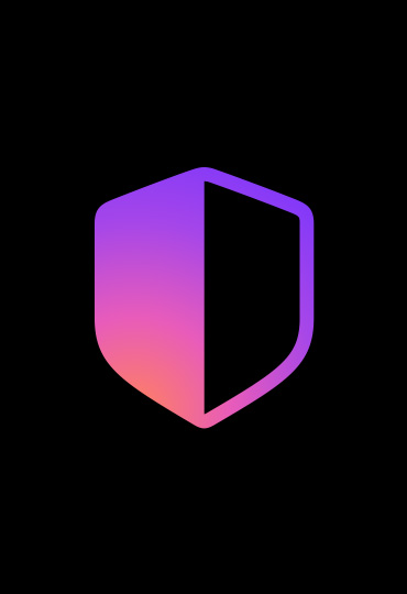 Ícono de un escudo, la mitad izquierda es de un color rosa que va aclarándose de la parte superior a la inferior, la mitad derecha está vacía