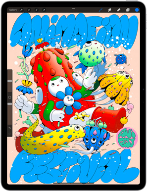 Aplikasi Procreate ditampilkan di iPad Air
