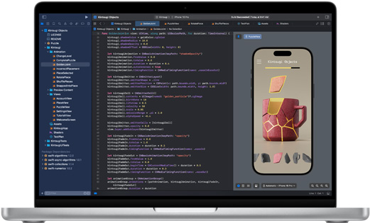 Aplikasi Xcode ditampilkan di MacBook Pro