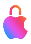 Logo Apple dalam bentuk gembok, mekanisme gembok terkunci untuk memperjelas perlindungan privasi