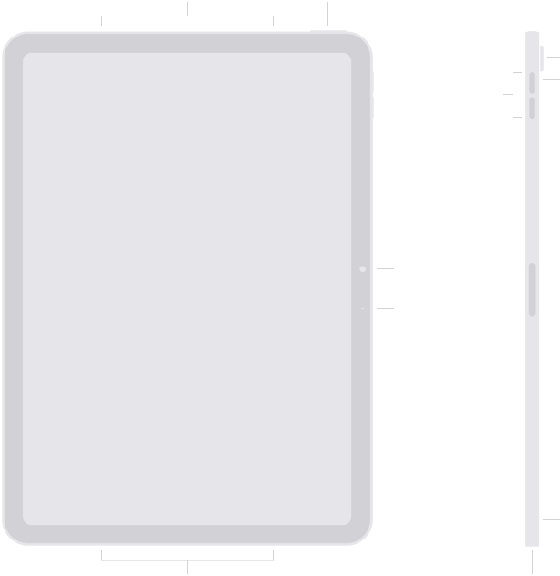 Lokasi tombol dan konektor iPad Air