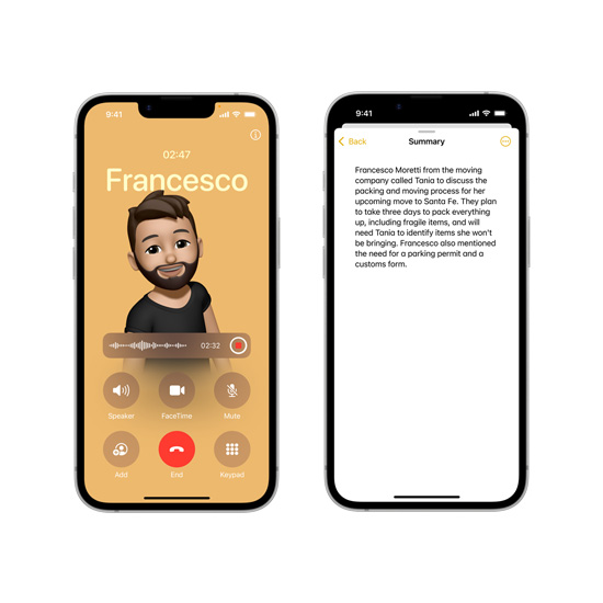 iPhone 16e ekraanid näitamas Apple Intelligence'i loodud kõne kokkuvõtet märkmerakenduses.