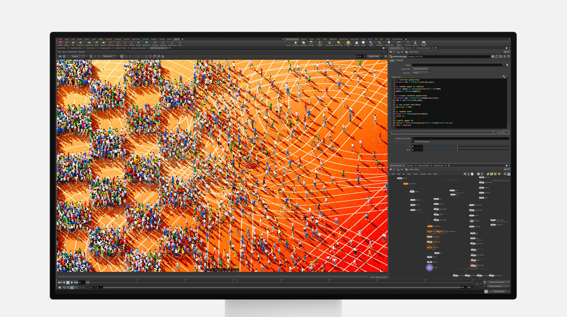 Écran du Pro Display XDR affichant des tâches d’animation