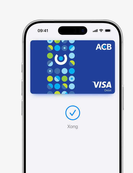 Màn hình iPhone một phần, hiển thị thẻ Mastercard đang được sử dụng trong Apple Pay